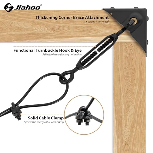 JIAHOO Anti Sag Gate Kit for Wooden Fence, Anti-Sag Gate Support Cable Kit - color: Black