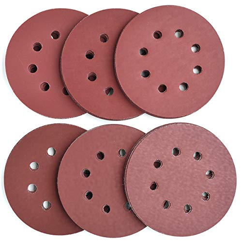 5-Inch 8-Hole Hook & Loop Sanding Discs 600-2000 Mixed Grit, 60-Pack