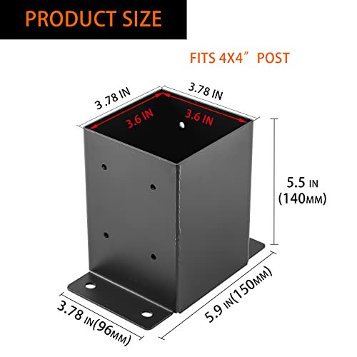 4"x4" Post Base 6PCS,Post Brackets(Inner Size 3.6"x3.6") - size: 4''X4''