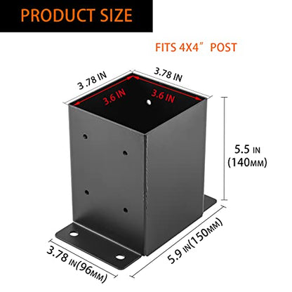 4"x4" Post Base 2PCS,Post Brackets(Inner Size 3.6"x3.6") - size: 4''X4''