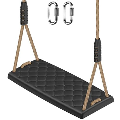 SELEWARE Heavy Duty Swing Seat with Adjustable Rope, Black Kids Tree Swing - color: A: Black Swing Seat (1 Pack)