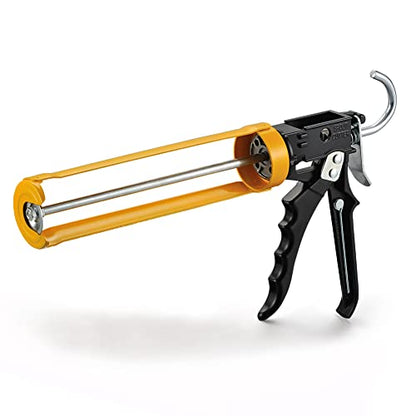 Caulking Gun, 12:1 Thrust Ratio, Professional Caulk Tool Gun, Yellow