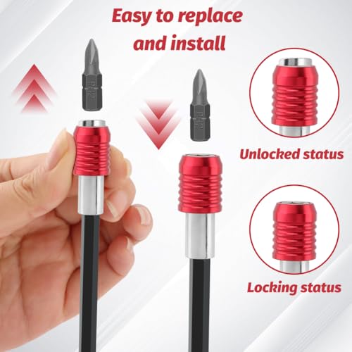 Impact Driver Bit Extension Set, 1/4 in Hex Magnetic Bit Holder, 4 Pc