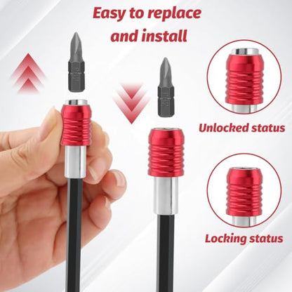 Impact Driver Bit Extension Set, 1/4 in Hex Magnetic Bit Holder, 4 Pc