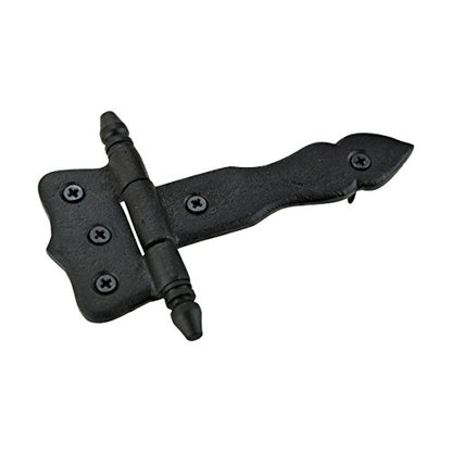 Renovators Supply Manufacturing Pack of 6 Shed Door Hinge 5 in. Black Wrought Iron Antique Style Decorative Flush Mount Cast Iron Barn Door Shed Hinge with Mounting Hardware - size: Pack of 6