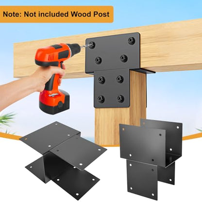 2 Pack 6"x6" (Actual 5.5"x5.5") Post Caps Tie Bracket, Stainless Steel Wood Beam Support Bracket Heavy Duty Galvanized Steels Pergola Connector Brackets for Ggazebos, Patio Decks, and Porches - size: 6"x6"(Actual 5.5"x5.5")