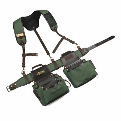 Canvas Tool Rig Belt Bag with Suspenders for Carpenter Framers Electricians