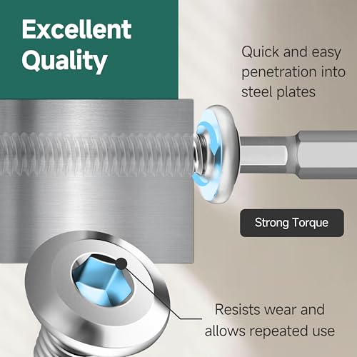 100Pcs 10 x 5/8" Sheet Metal Screws, Stainless Steel Flat Head Socket Cap Self Drilling Screw, Allen Socket Drive, Self Tapping Screws with Drill Bit - color: Silver, size: #10 x 5/8"