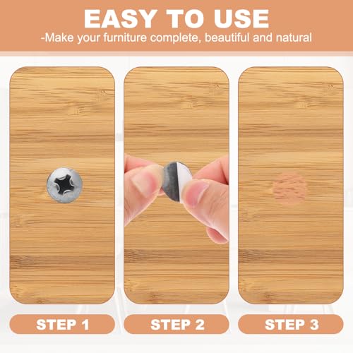 PATIKIL 270 Pieces Screw Hole Stickers, 5 Sheet Self-Adhesive Waterproof PVC Wood Grain Sticker for Screw Holes Wall Cabinets Desk Repairing, Dark Wood Color, 21mm/0.83 Inch - color: Dark Wood Color