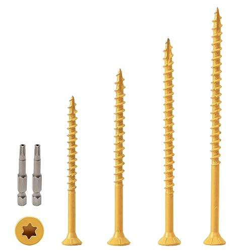LIONMAX Wood Screws Kits 210PCS, 4 Size Deck Screws Assortment - size: #9+#10 (210pcs)