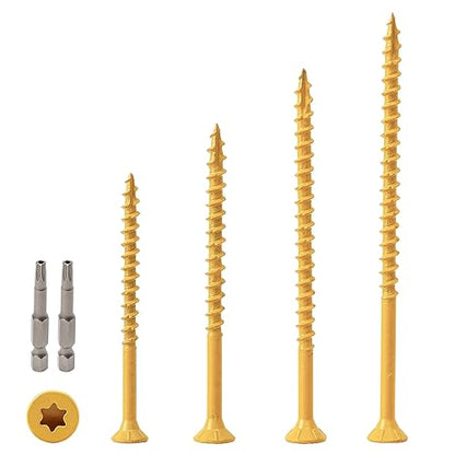 LIONMAX Wood Screws Kits 210PCS, 4 Size Deck Screws Assortment - size: #9+#10 (210pcs)