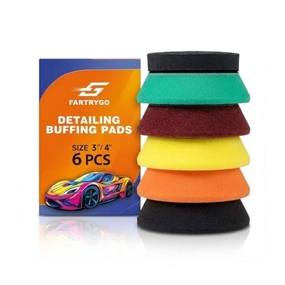 3 Inch Foam Polishing Pads 6-Pack – Dual-Layer, Heat-Dissipating & Tapered Edge | Hook & Loop Buffing Pads for Cutting, Polishing & Finishing | Tear-Resistant Foam - size: 3 Inch