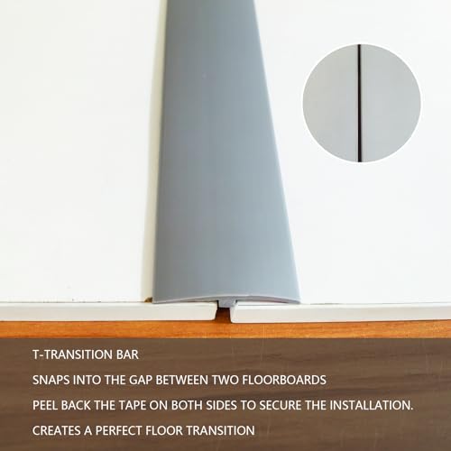 T Molding Flexible Self Adhesive Floor Transition Strip - color: Gray, size: T Molding 9.84ft