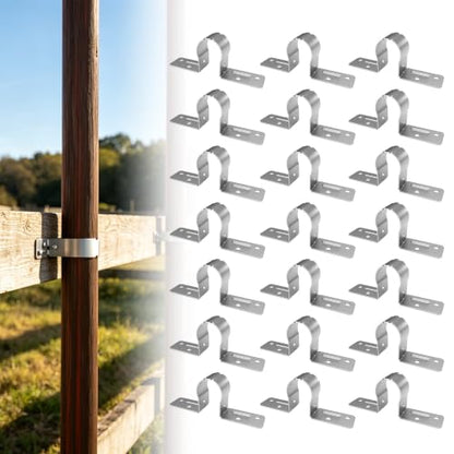 20 Pcs 1-1/2 Fence Post Brackets - Steel to Wood Fences Bracket,Galvanized Fence Brackets for Steel Posts, Fence Post Brackets for Metal Posts, Ideals for Privacy Fence, Fences Repair, and Fence Gate - color: 20Pcs 1-1/2"