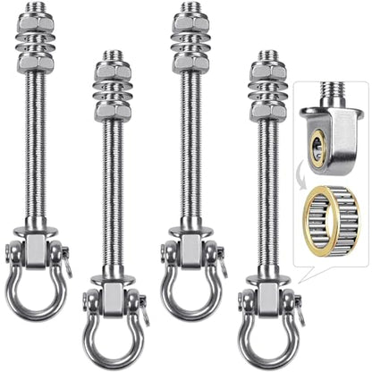 SELEWARE 4 Pcs Heavy Duty Bearing Swing Hangers Stainless Steel Swing Hooks - color: 4 Pack Bearing Hangers (7" X M2/5" Threaded Rod)