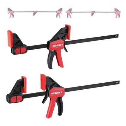 ARROW 2-Piece 12" Medium Duty Bar Clamps for Woodworking with 150LBS Force - size: 12"(2)
