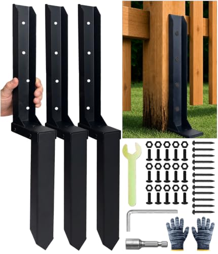 Fence Post Repair Kit, Heavy Duty Steel Fence Post Stabilizer Brace, 3 Pack - size: 3 Pack