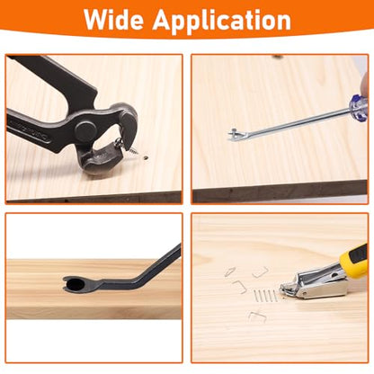 4Pcs Upholstery and Construction Staple Remover Tools Set - Nail Tack Remover, U Tack Lifter, End Cutting Plier, Carpet Remover Tool for Furniture Floor Craft Project Photo Frame