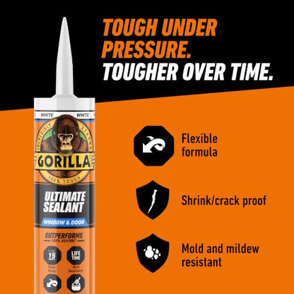 Gorilla Ultimate Sealant Window & Door Caulk, 9 oz Cartridge, White
