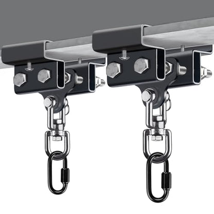 BeneLabel Punching Bag Hanger for I Beam 880 LBs Capacity Heavy Bag Mount Width Adjustable Boxing Bag Holder & Steel Beam Clamp for Beam - color: Hanger&Carabiner&360°Swivel(2 Pack)