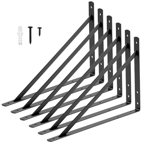 HOME MASTER HARDWARE 20x13 Inch Heavy Duty Shelf Brackets, Black 6 Pack - color: Black, size: 20 inch x 13 inch-6pcs