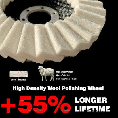 4.5" x 7/8" Felt Wool Polishing Disc for Angle Grinder, 5 Pack - style: 5pack-Flat Wool Polishing Disc