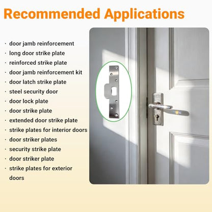 7-Inch Extended Door Strike Plate, Heavy Duty Stainless Steel, Black - color: Black