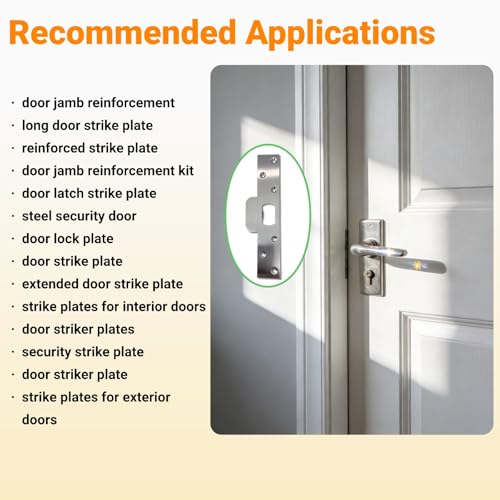 7-Inch Extended Door Strike Plate, Heavy Duty Stainless Steel, Silver - color: Silver
