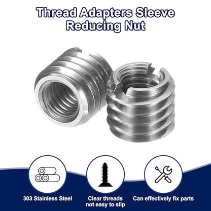 uxcell 30Pcs Threaded Insert, Stainless Steel M5-0.8 Female to M8-1.25 Male Repair Nut 7mm Long Thread Adapters Sleeve Reducing Nut Thread Repair Screw for Hardwoods Softwoods - size: M5 x M8 x 7mm