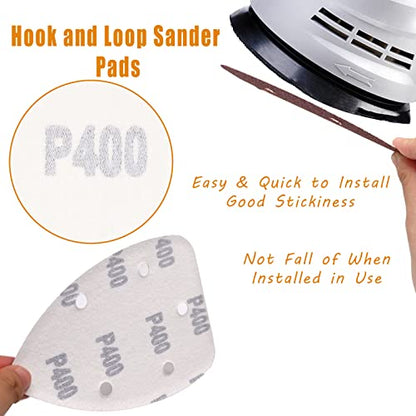 60 Pcs 400 Grit Mouse Detail Sander Sandpaper, Aluminum Oxide Mouse Sander Pads 5 Hole Palm Sander Pads Sanding Sheets for 140mm Mouse Sander - size: 400 Grit