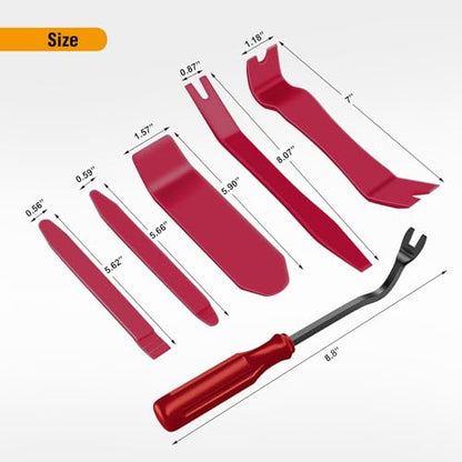 GOOACC 6PCS Auto Trim Removal Tool Kit No-Scratch - color: Red, size: 6PCS Trim Removal