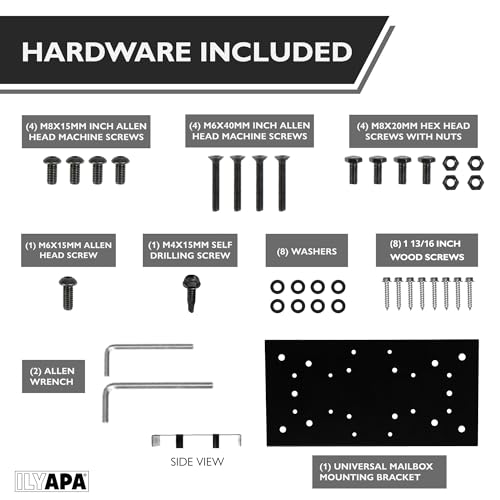 Ilyapa Mailbox Post Kit for Outside - 43x4x4 Sleeve, 2 Brackets - Black - color: Black