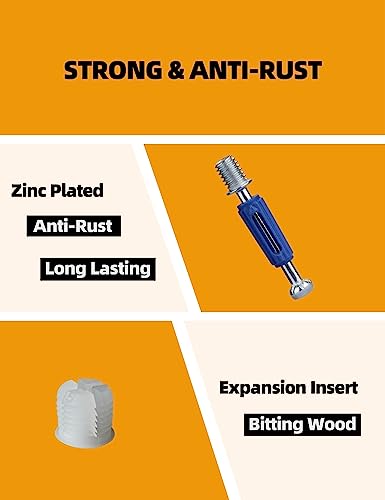 Cam Screws for Furniture 15 PCs Cam Lock Screw, M6 x 40 mm Furniture Fasteners Compitable with IKEA Hardware Parts, Repair Spare Parts Nut & Bolt Assortment Sets (M6x40mmCamScrew) - size: M6x40mm