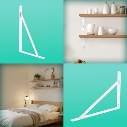 HOME MASTER HARDWARE 16x10 Inch Heavy Duty Shelf Brackets, White 6 Pack - color: White, size: 16 inch x 10 inch-6pcs
