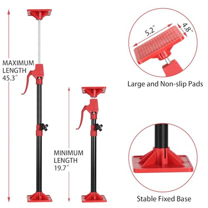 Cabinet Jack Support Pole, 19.7" to 45.3" Third Hand Tools Adjustable Support Pole, 3rd Hand Support System for Upper Cabinet Installation, Each 78 LB Capacity, 2 Pack - size: 19.7"-45.3" | 2PC