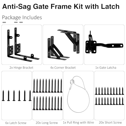 Anti Sag Gate Kit Heavy Duty Gate Hardware Kit for Wooden Gate Fence - size: 1 set