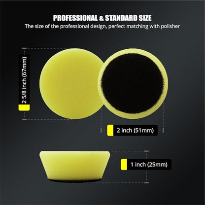 SPTA Yellow T80 Mini High-Cut Foam Polishing Pad, 5Pcs 2inch/50mm Sponge Polishing Buffing Pads, Car Foam Detail Polishing Pad Kit for Car Detail Polishing, Small Area Polishing -FPBFS2Y - color: 5Pcs Yellow T80 High-Cut Pad, size: 2 Inch (50mm)