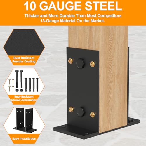 Adjustable 6x6 Post Base, Heavy-Duty Detachable Post Bracket (2 pc) - size: 6x6