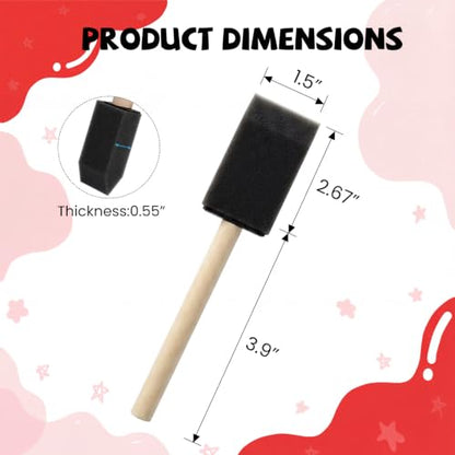 Mister Rui 1.5" Sponge Brushes 24 Pk – Bulk Foam Applicators for Classrooms