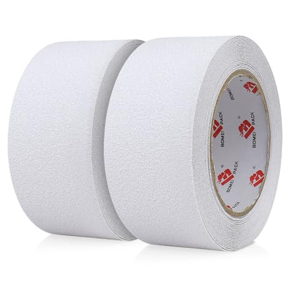 BOMEI PACK Anti Slip Traction Tape,2 Inch x 16.5 Ft,Heavy Duty Non Slip Tape,Grip Tape for Stairs, Tread Step, Indoor & Outdoor Use,Waterproof Stairs Non Skid Treads (White) - color: White