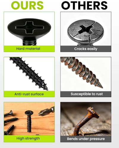 100pcs #6 X 3/4"",Black Wood Screws,Flat Head Screw,Small Screw,Black Screw - color: M3.5, size: #6 x 3/4" 100pcs