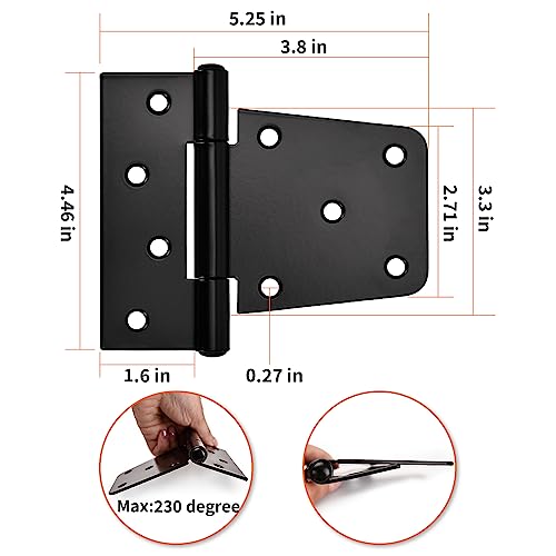 Sange Sopffy Heavy Duty Barn Door Hinges Black Iron hinge3.5 Inch for Wood Shed, Outdoor Barn, Deck, Wood Door, and Fences (Screws Included) (6)