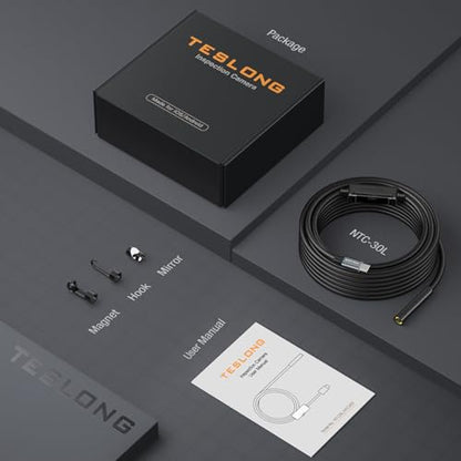 Teslong 50FT USB C Borescope Camera with Light for iPhone 15/16/17 Android