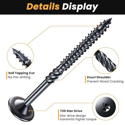 Lag Screws #14 x 5 Inch, 30Pcs Heavy Duty Structural Wood Screws T30 Star Bit - size: #14 x 5"