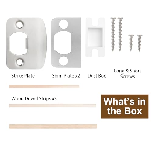 Standard Door Strike Plate with Spacer Shim, Universal Striker - color: Satin Nickel, size: 1 Pack