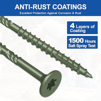 #10 x 4” Deck Screws, 316Pcs Star Drive Wood Screws - color: Green, size: 4 Inch