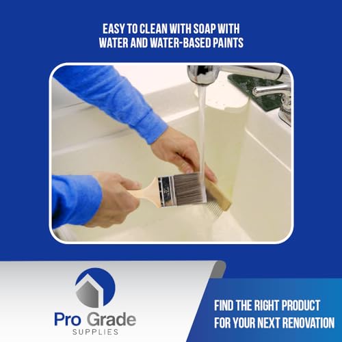 Pro Grade Paint Brushes, 3 Inch Flat Paint Brush, Trim & Stain, 2 Pack - size: 2Ea H 3F
