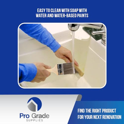 Pro Grade Paint Brushes, 3 Inch Flat Paint Brush, Trim & Stain, 2 Pack - size: 2Ea H 3F