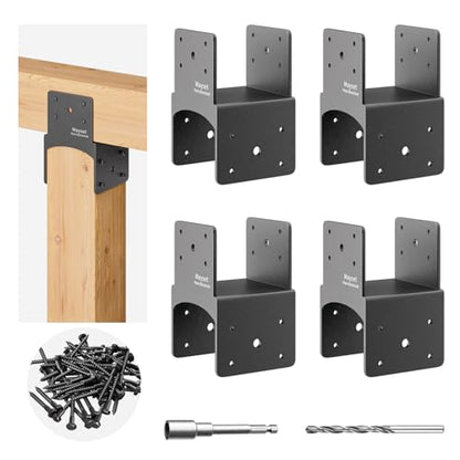 Post Anchor Connector,Stainless Steel Beam Anchor Connector, Post Base Bracket for Supporting Wood Beams,Post to Beam (4Pack, P6x6-B(6x6/6x8)) - size: P6x6-B(6x6/6x8)