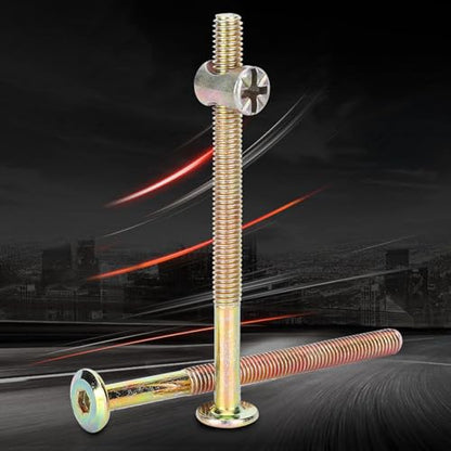 Furniture Bolts and Barrel Nuts, 10 Pcs Bed Frame Bolts Crib Replacement Hardware Kit M6 Bed Bunk Furniture Hex Dowel Bolts with Barrel Nuts Carbon Steel Cross Dowel Nut (100mm) - size: 100mm